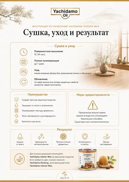 Инструкция по нанесению масла-воска Yachidamo Interior Wax — страница 4