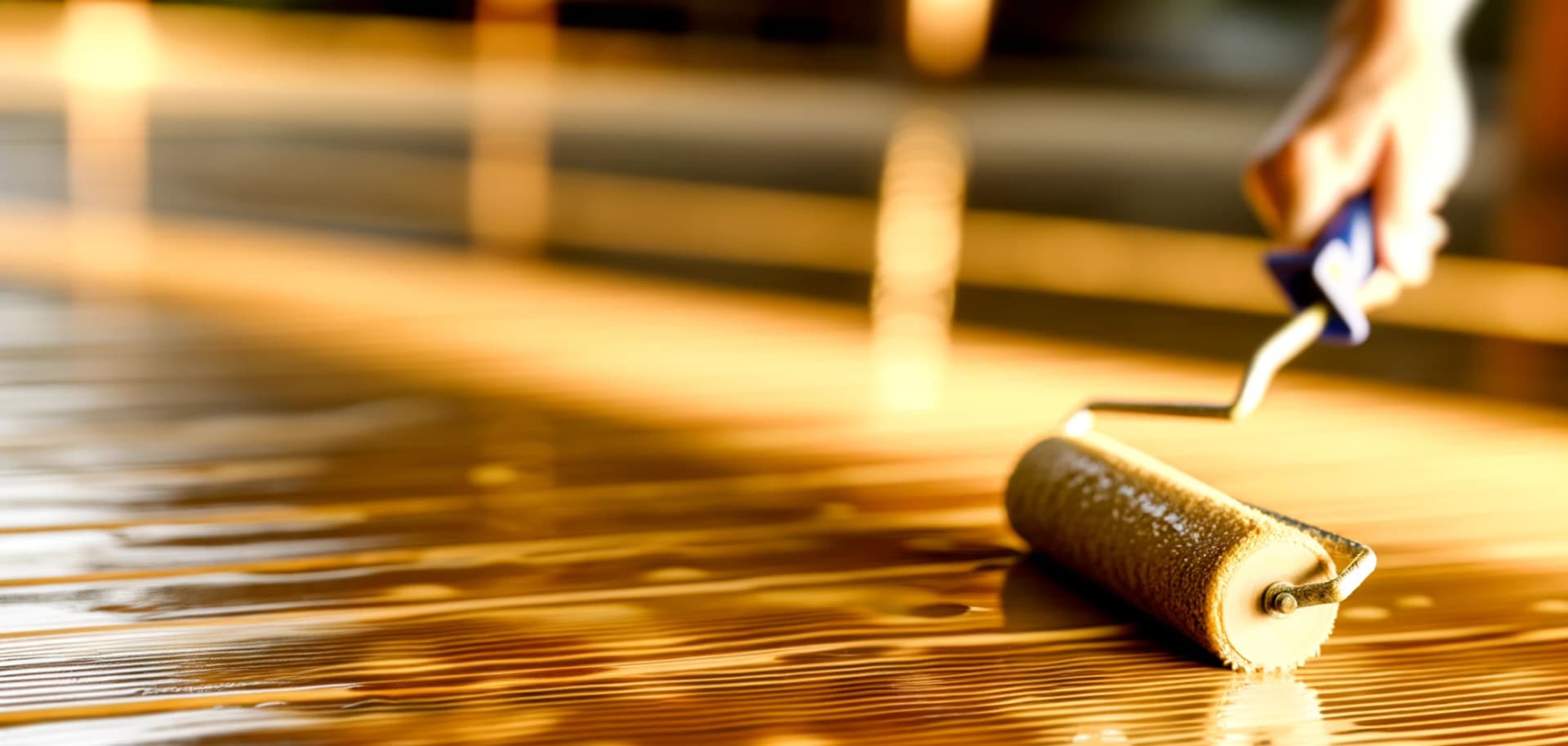 Нанесение масла на дерево валиком