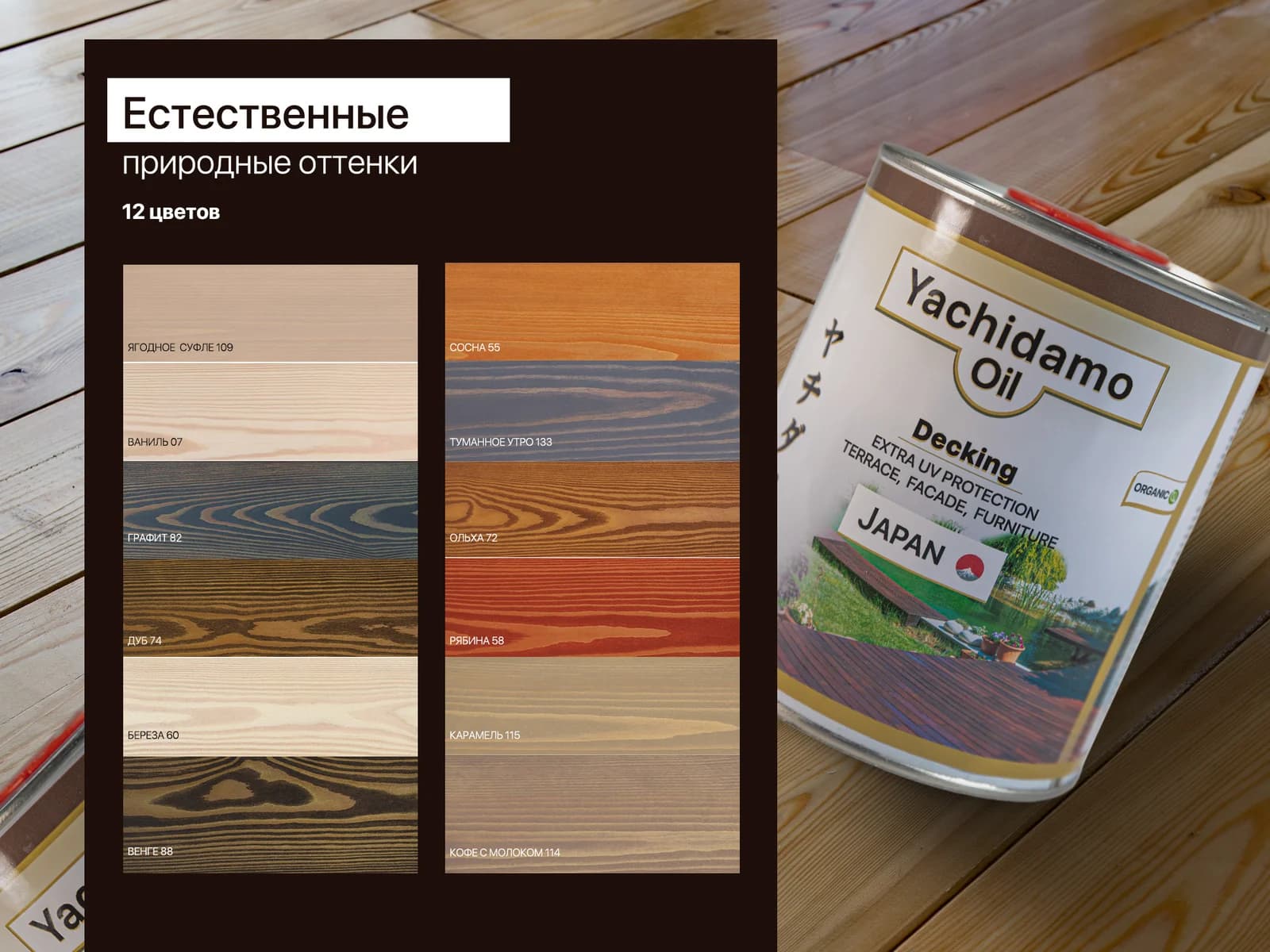 Стенд выкрасов: цвета масла на древесине