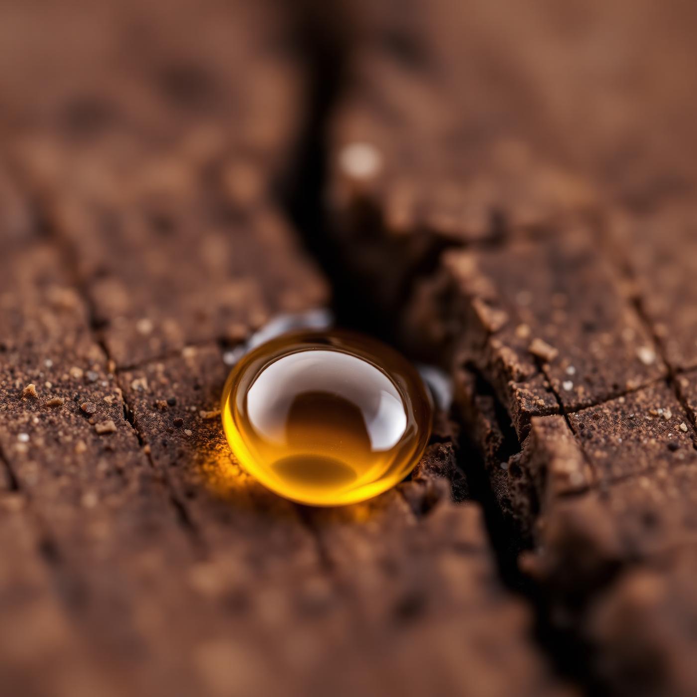 Капля масла впитывается в дерево